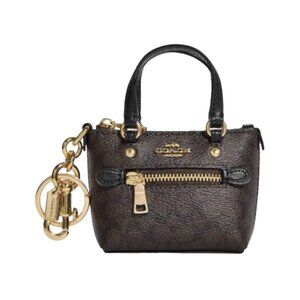 COACH Mini Gallery Tote Bag Charm In Signature Canvas NWT
